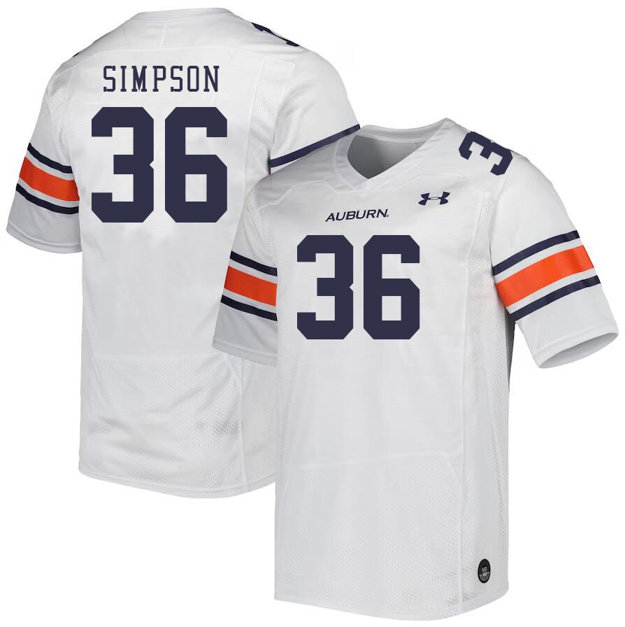Men #36 Jaylin Simpson Auburn Tigers College Football Jerseys Stitched-White